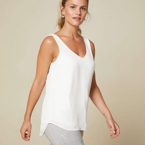 RW&Co Solid Silky Crepe Cami Blouse, White, Medium